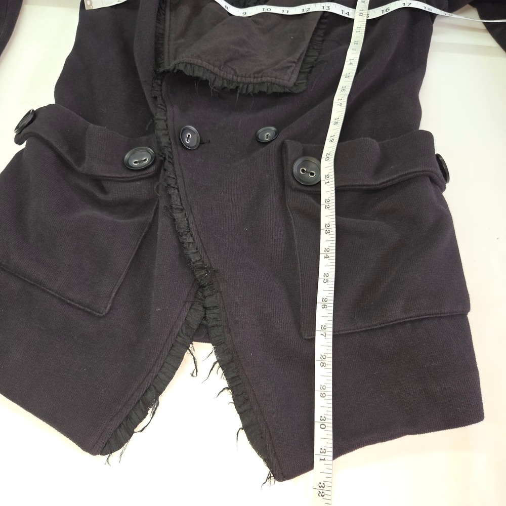 Free People Knit Blazer Womens Medium Black Lace Trim Shawl Collar Jacket Goth - Picture 4 of 12